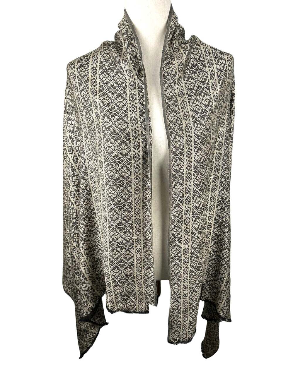 RKH Fashion Accessories Floral Jacquard Black Tan Shawl Scarf NEW